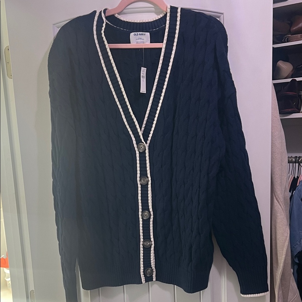 Old navy varsity cable knit cardigan size small tall